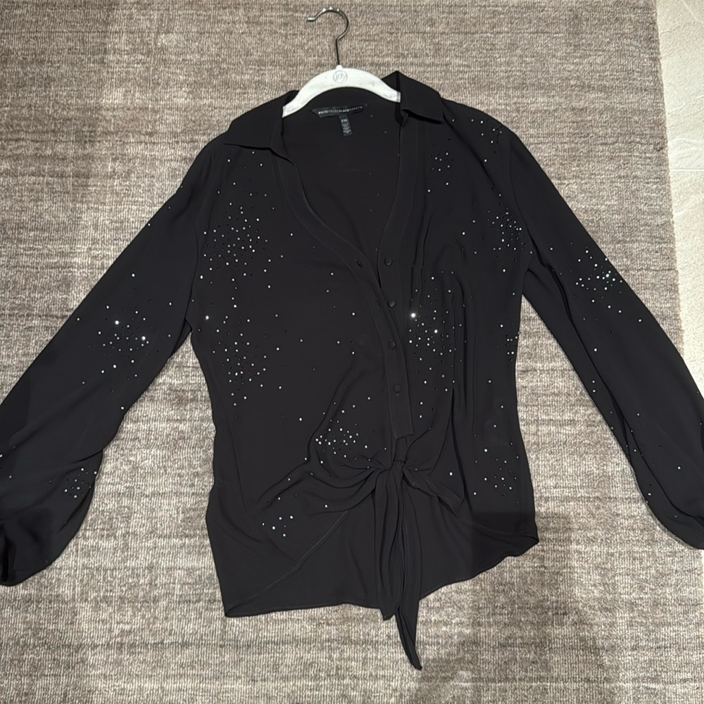 Sheer blouse with studded sparkles